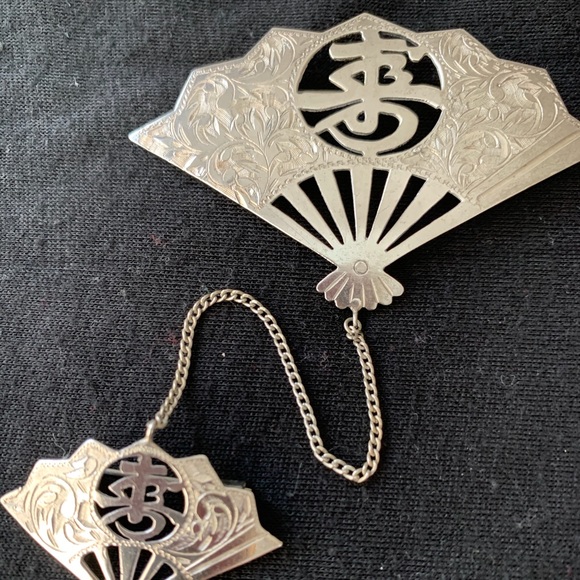 Vintage Sterling Silver Fan Brooch - Picture 2 of 8